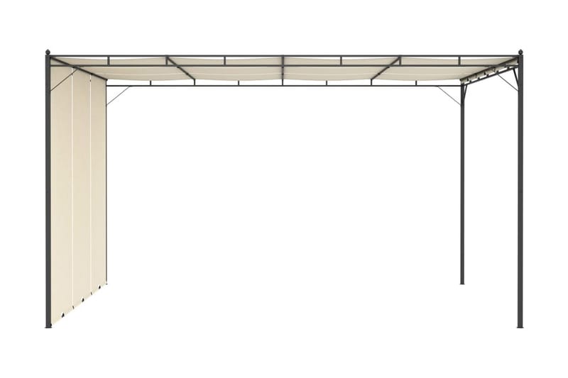 Trädgårdspaviljong med draperier 4x3x2,25 m gräddvit - Vit - Utemöbler - Solskydd - Paviljong - Komplett paviljong