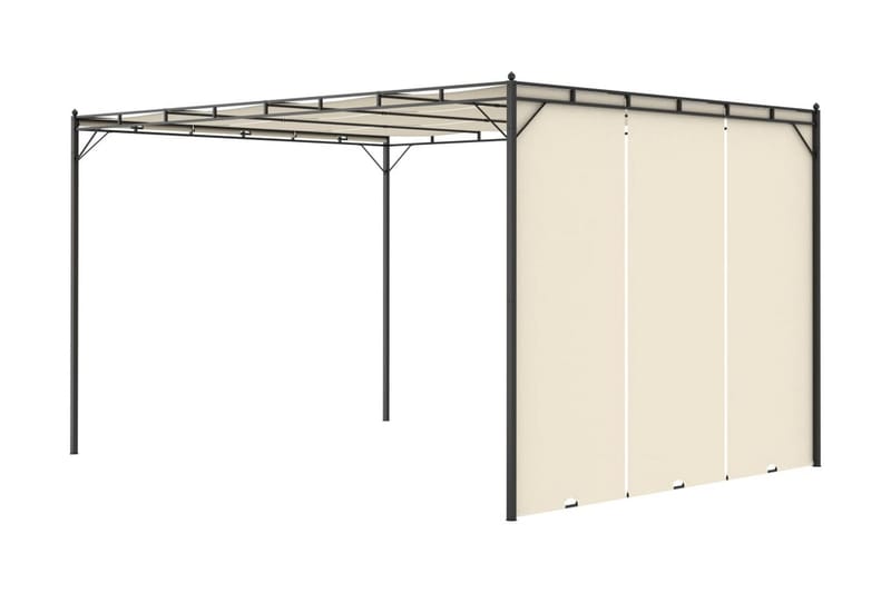 Trädgårdspaviljong med draperier 4x3x2,25 m gräddvit - Vit - Utemöbler - Solskydd - Paviljong - Komplett paviljong