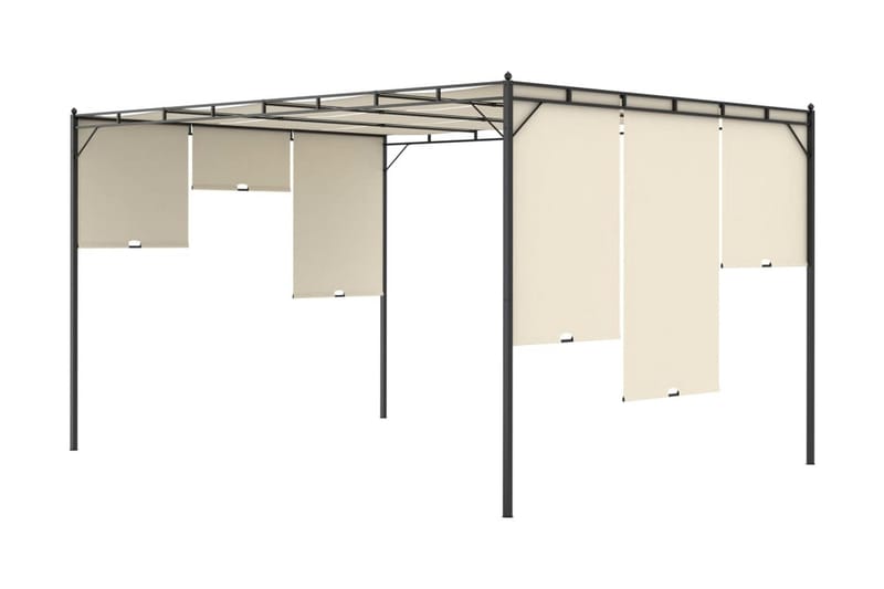Trädgårdspaviljong med draperier 4x3x2,25 m gräddvit - Vit - Utemöbler - Solskydd - Paviljong - Komplett paviljong