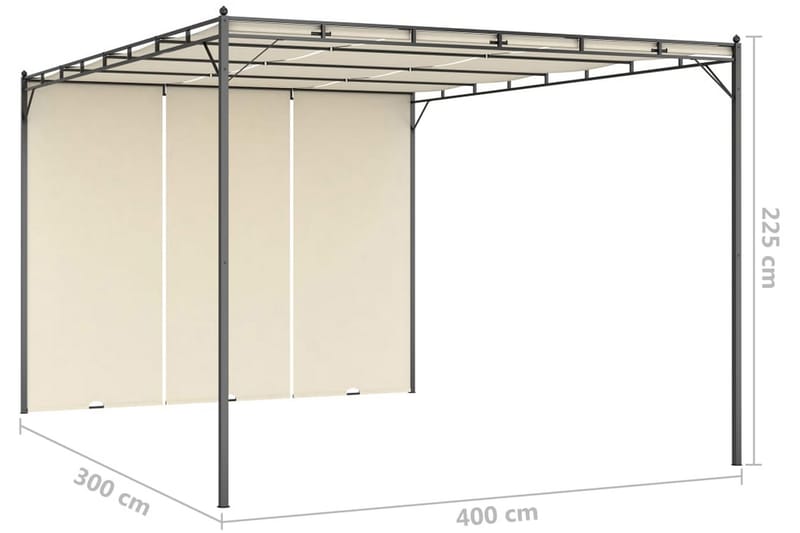 Trädgårdspaviljong med draperier 4x3x2,25 m gräddvit - Vit - Utemöbler - Solskydd - Paviljong - Komplett paviljong