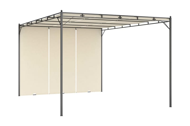 Trädgårdspaviljong med draperier 4x3x2,25 m gräddvit - Vit - Utemöbler - Solskydd - Paviljong - Komplett paviljong