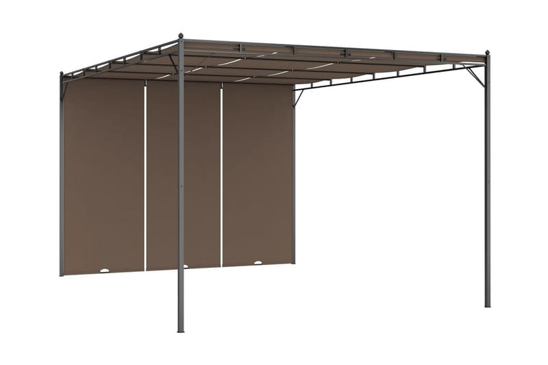 Trädgårdspaviljong med draperier 4x3x2,25 m taupe - Brun - Komplett paviljong