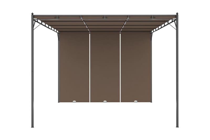 Trädgårdspaviljong med draperier 4x3x2,25 m taupe - Brun - Utemöbler - Solskydd - Paviljong - Komplett paviljong