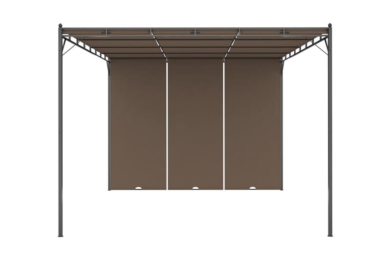 Trädgårdspaviljong med draperier 4x3x2,25 m taupe - Brun - Komplett paviljong