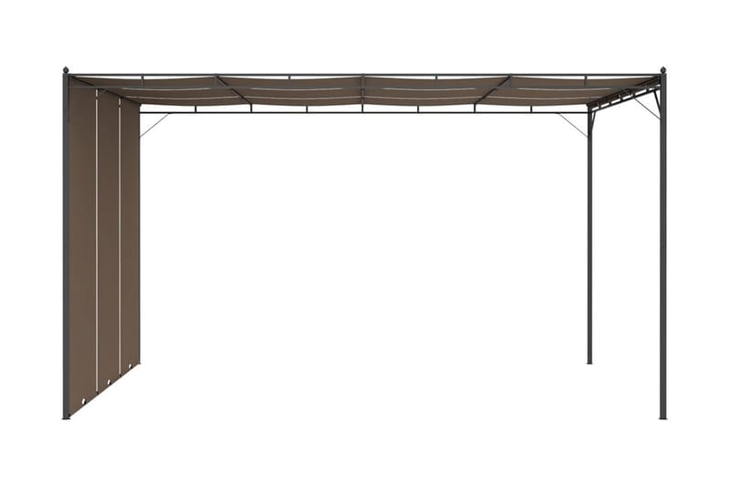 Trädgårdspaviljong med draperier 4x3x2,25 m taupe - Brun - Utemöbler - Solskydd - Paviljong - Komplett paviljong