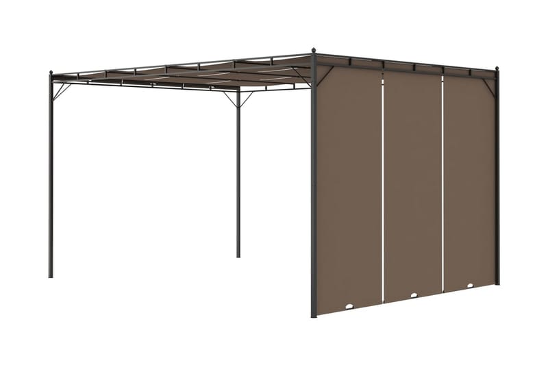 Trädgårdspaviljong med draperier 4x3x2,25 m taupe - Brun - Komplett paviljong