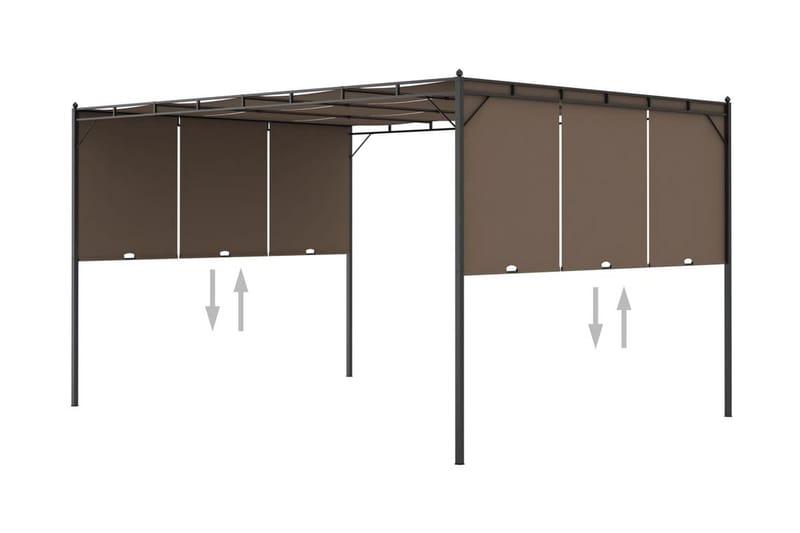 Trädgårdspaviljong med draperier 4x3x2,25 m taupe - Brun - Utemöbler - Solskydd - Paviljong - Komplett paviljong