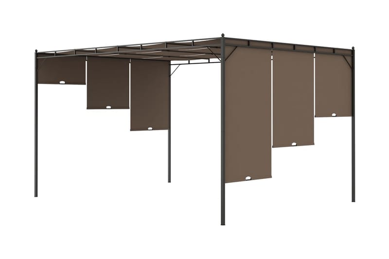 Trädgårdspaviljong med draperier 4x3x2,25 m taupe - Brun - Komplett paviljong