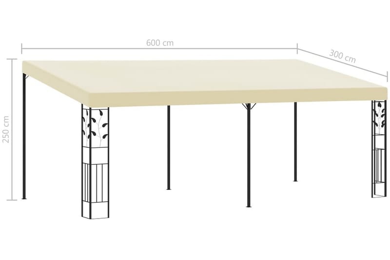 Väggmonterad paviljong 6x3x2,5 m gräddvit - Vit - Komplett paviljong