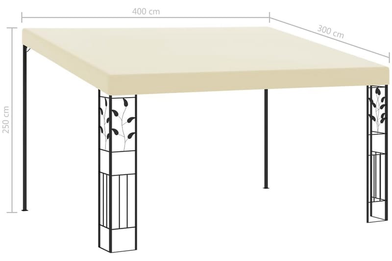 Väggmonterad paviljong 4x3x2,5 m gräddvit - Vit - Utemöbler - Solskydd - Paviljong - Komplett paviljong