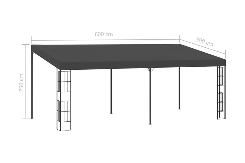 Väggmonterad paviljong 3x6 m antracit tyg - Antracit - Utemöbler - Solskydd - Paviljong - Komplett paviljong