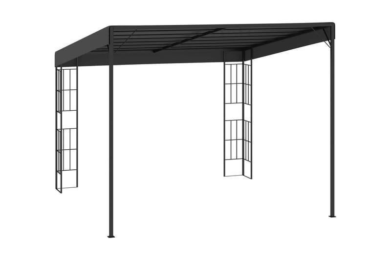 Väggmonterad paviljong 3x3 m antracit tyg - Grå - Komplett paviljong