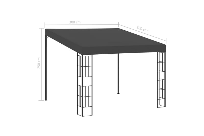 Väggmonterad paviljong 3x3 m antracit tyg - Grå - Komplett paviljong