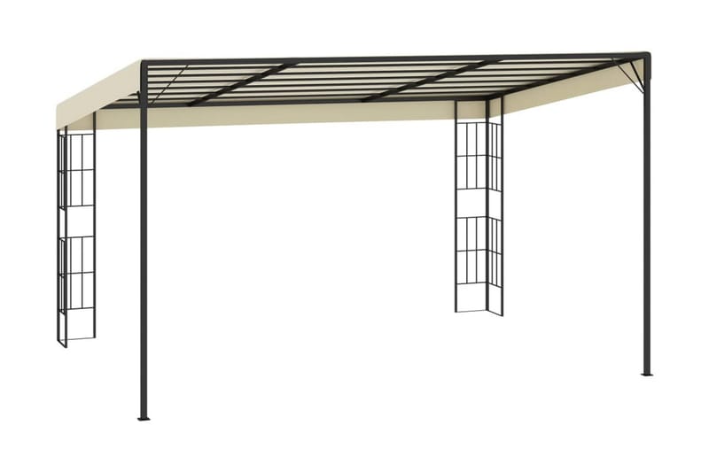 Väggmonterad paviljong 3x4 m gräddvit tyg - Vit - Utemöbler - Solskydd - Paviljong - Komplett paviljong