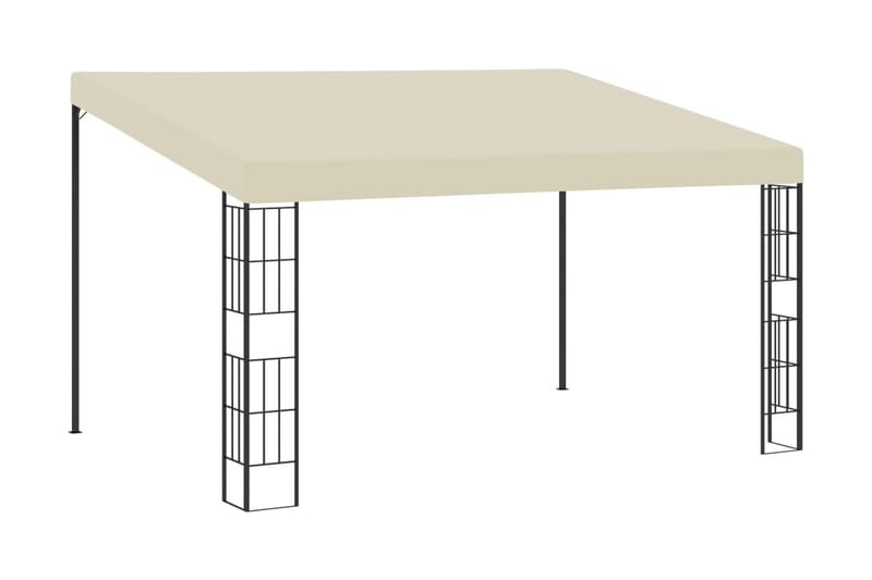 Väggmonterad paviljong 3x4 m gräddvit tyg - Vit - Komplett paviljong