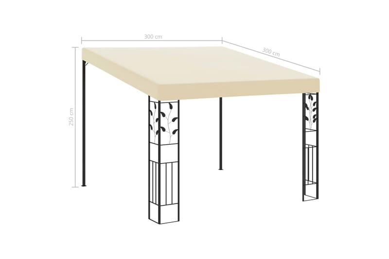 Väggmonterad paviljong 3x3x2,5 m gräddvit - Vit - Komplett paviljong