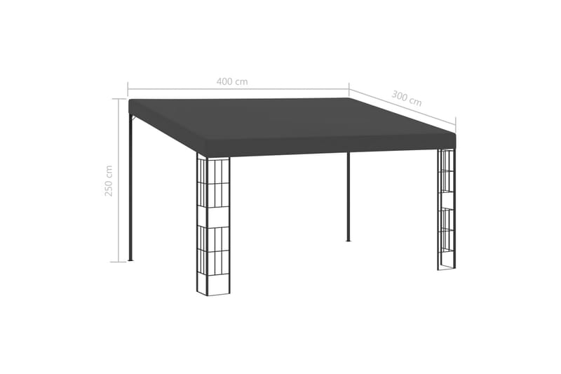 Väggmonterad paviljong 3x4 m antracit tyg - Antracit - Komplett paviljong