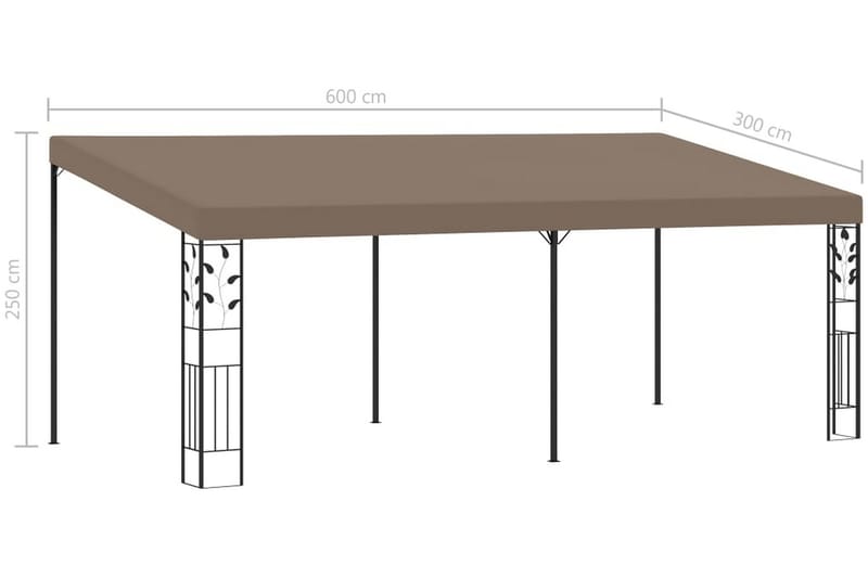 Väggmonterad paviljong 6x3x2,5 m taupe - Brun - Utemöbler - Solskydd - Paviljong - Komplett paviljong