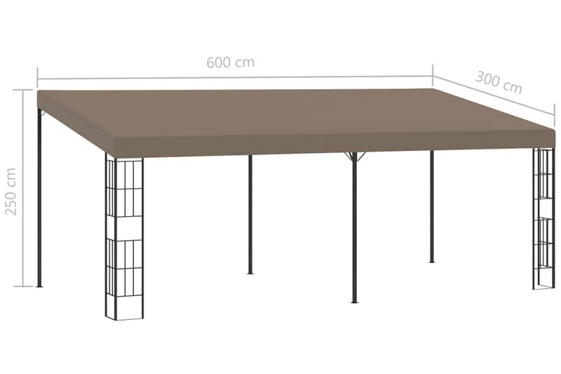 Väggmonterad paviljong 6x3 m taupe tyg - Taupe - Utemöbler - Solskydd - Paviljong - Komplett paviljong