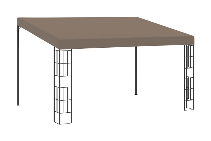 Väggmonterad paviljong 4x3 m taupe tyg - Brun - Utemöbler - Solskydd - Paviljong - Komplett paviljong