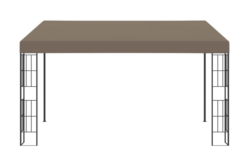 Väggmonterad paviljong 4x3 m taupe tyg - Brun - Utemöbler - Solskydd - Paviljong - Komplett paviljong