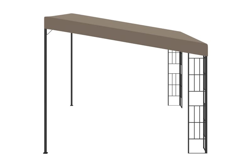 Väggmonterad paviljong 4x3 m taupe tyg - Brun - Komplett paviljong