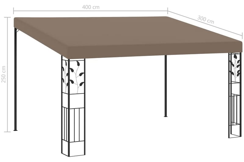 Väggmonterad paviljong 4x3x2,5 m taupe - Brun - Komplett paviljong