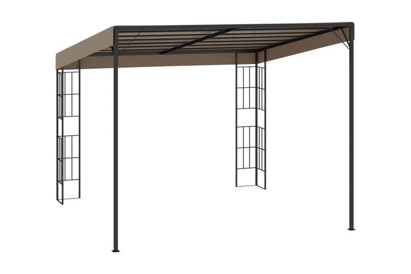 Väggmonterad paviljong 3x3 m taupe tyg - Brun - Utemöbler - Solskydd - Paviljong - Komplett paviljong
