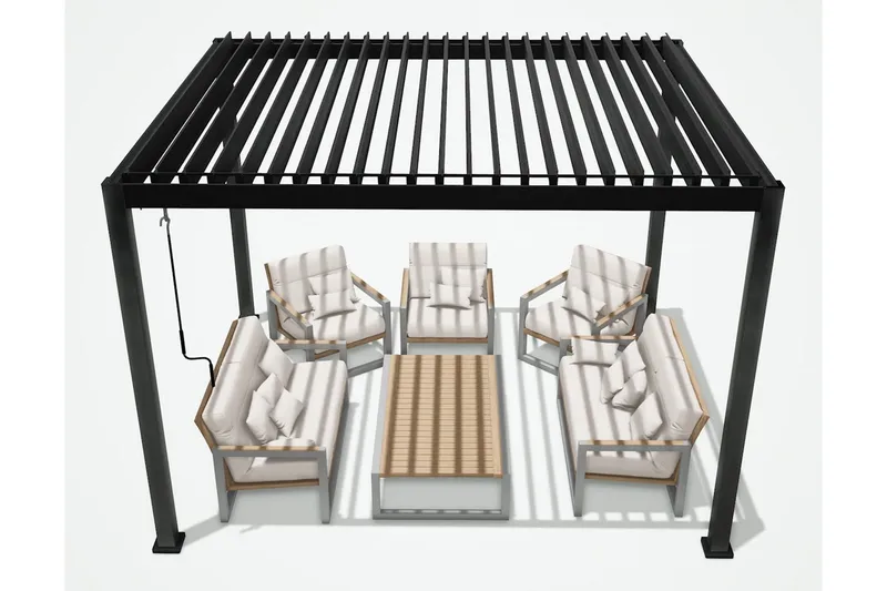 Mirador Paviljong utan Väggar 300x300x250 cm - Mörkgrå - Utemöbler - Solskydd - Paviljong