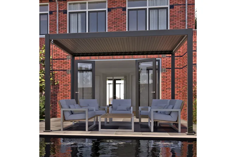 Mirador Paviljong utan Väggar 300x300x250 cm - Mörkgrå - Utemöbler - Solskydd - Paviljong