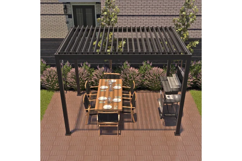 Mirador Paviljong utan Väggar 300x300x250 cm - Mörkgrå - Utemöbler - Solskydd - Paviljong