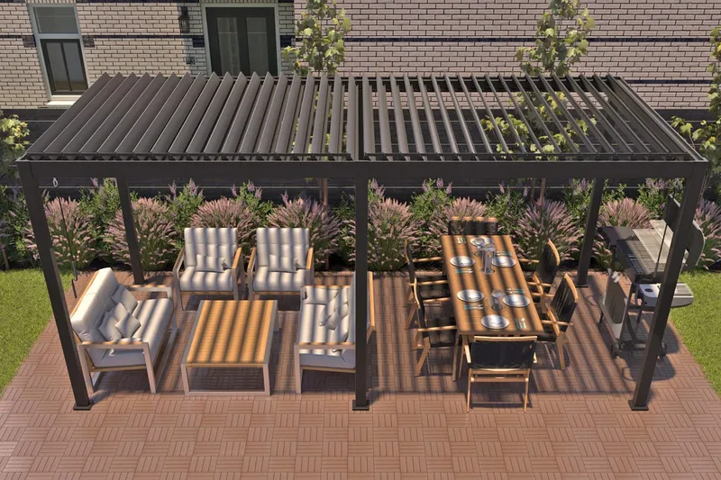 Mirador Paviljong utan Väggar 300x400x250 cm - Mörkgrå - Utemöbler - Solskydd - Paviljong