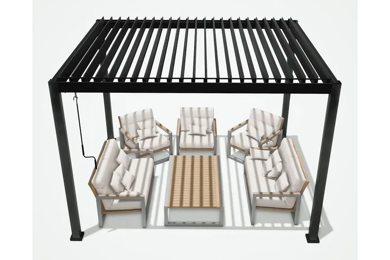 Mirador Paviljong utan Väggar 300x400x250 cm - Mörkgrå - Utemöbler - Solskydd - Paviljong