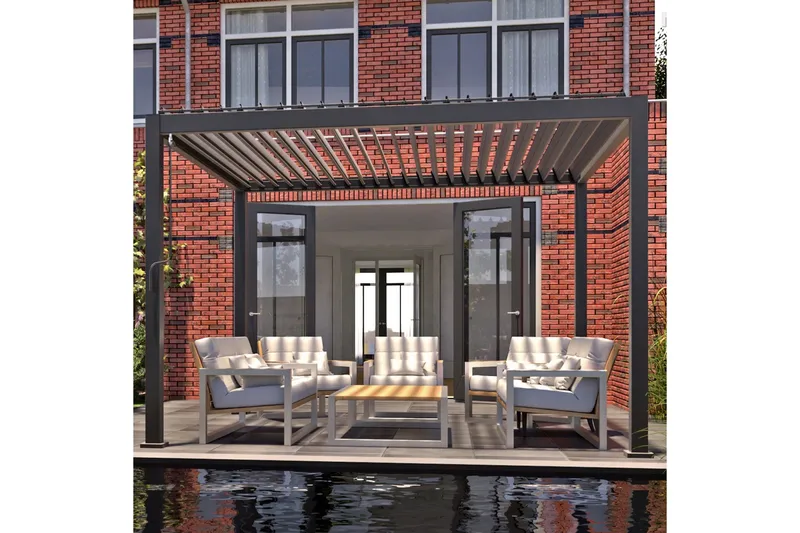 Mirador Paviljong utan Väggar 300x300x250 cm - Mörkgrå - Utemöbler - Solskydd - Paviljong