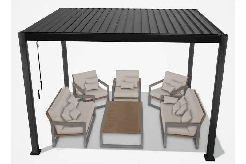 Mirador Paviljong utan Väggar 300x300x250 cm - Mörkgrå - Utemöbler - Solskydd - Paviljong