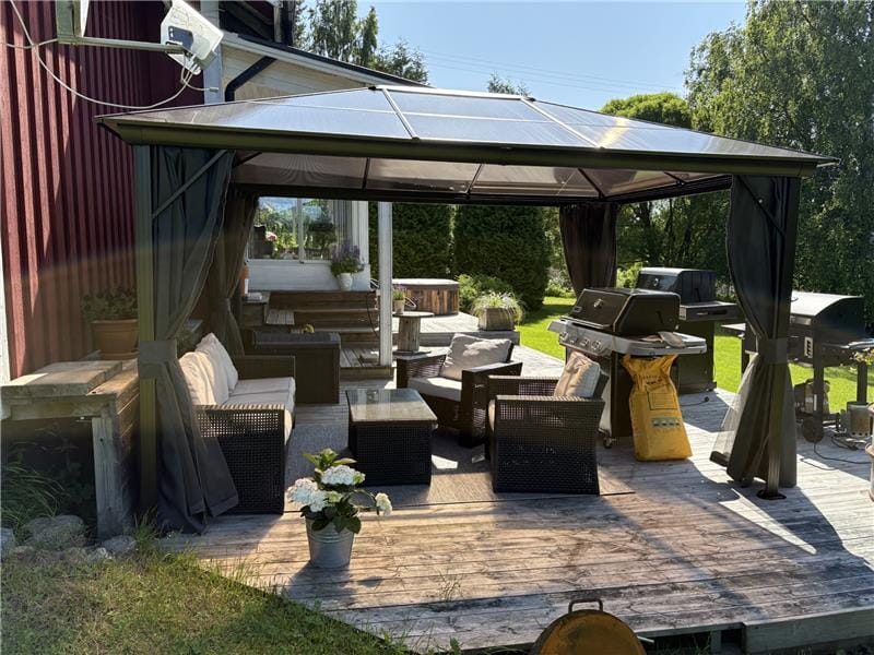 Paviljong premium 4x3m | Tak i kanalplast | Inkl. Väggar och myggnät - Utemöbler - Solskydd - Paviljong - Komplett paviljong