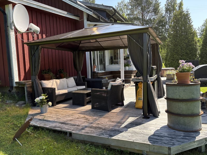 Paviljong premium 4x3m | Tak i kanalplast | Inkl. Väggar och myggnät - Utemöbler - Solskydd - Paviljong - Komplett paviljong