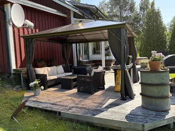 Paviljong premium 4x3m | Tak i kanalplast | Inkl. Väggar och myggnät - Utemöbler - Solskydd - Paviljong - Komplett paviljong