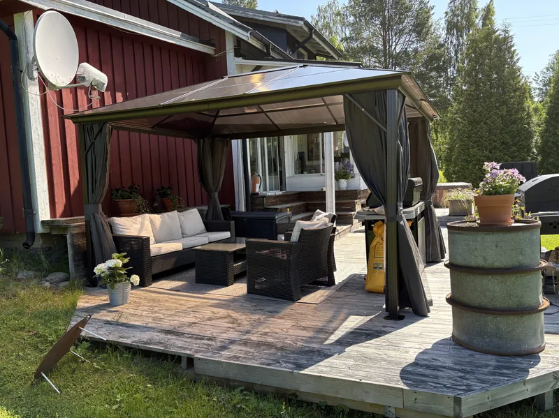 Paviljong premium 4x3m | Tak i kanalplast | Inkl. Väggar och myggnät - Utemöbler - Solskydd - Paviljong - Komplett paviljong
