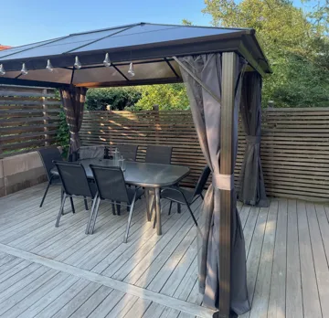 Paviljong premium 4x3m | Tak i kanalplast | Inkl. Väggar och myggnät - Utemöbler - Solskydd - Paviljong - Komplett paviljong