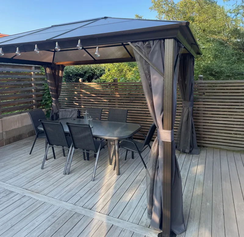 Paviljong premium 4x3m | Tak i kanalplast | Inkl. Väggar och myggnät - Utemöbler - Solskydd - Paviljong - Komplett paviljong
