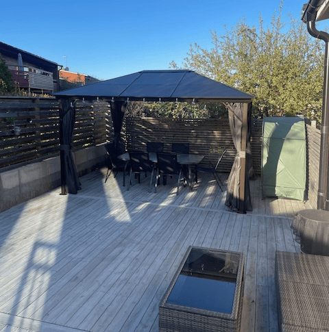 Paviljong premium 4x3m | Tak i kanalplast | Inkl. Väggar och myggnät - Utemöbler - Solskydd - Paviljong - Komplett paviljong