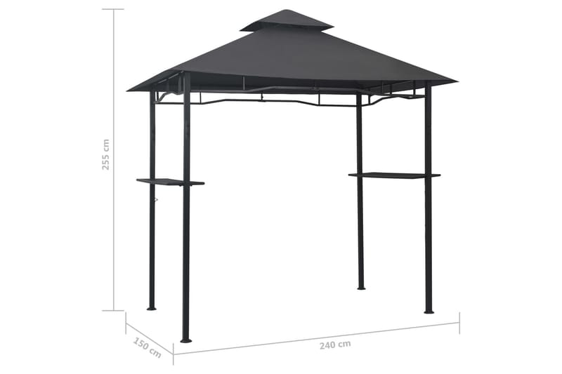 Grilltält 240x150x255 cm antracit stål - Grå - Paviljongtak