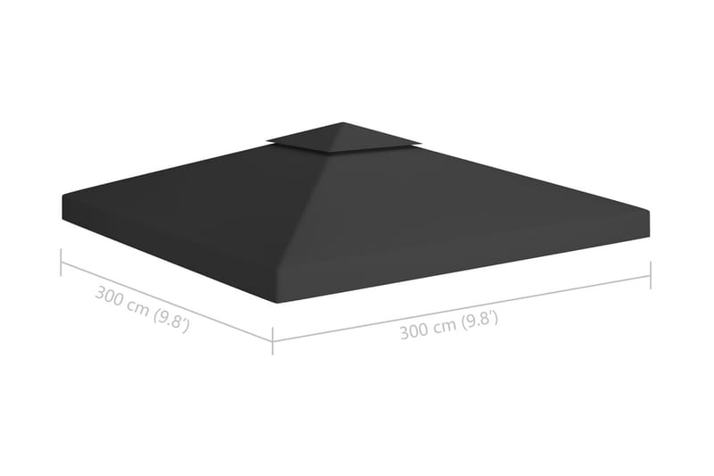 Paviljongtak med ventilering 310 g/m² 3x3 m svart - Svart - Utemöbler - Solskydd - Paviljong - Paviljongtak