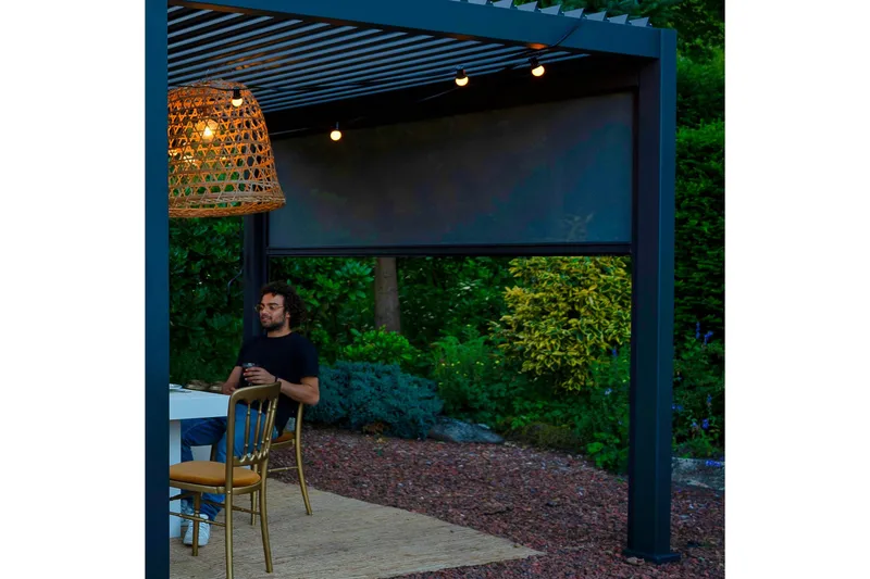 Rullgardin Paviljong vägg MiradorR 3m Grå - Utemöbler - Solskydd - Paviljong - Paviljongväggar