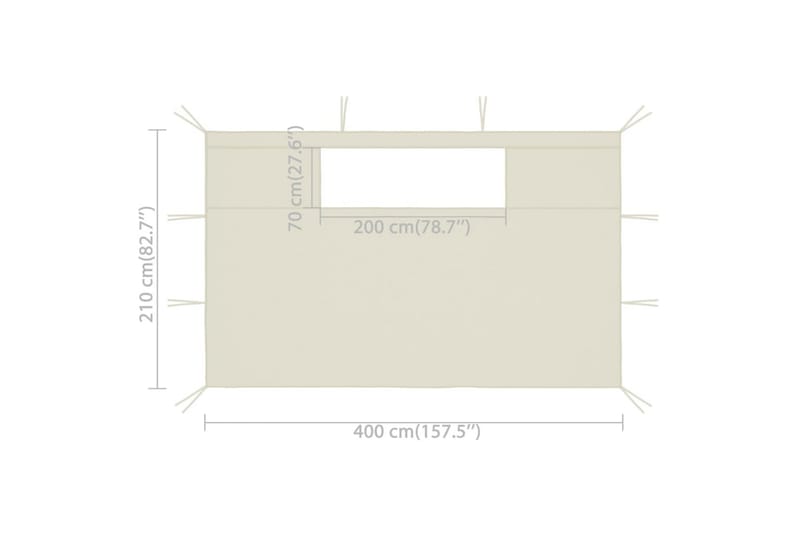 Sidoväggar med fönster till partytält 2 st gräddvit - Kräm - Utemöbler - Solskydd - Paviljong - Paviljongväggar