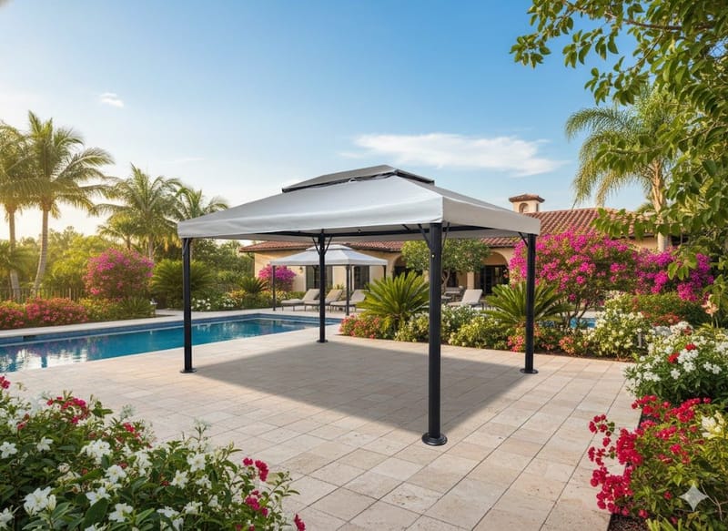 Utepaviljong SUNSET Paviljong 3x4 m - grå - Utemöbler - Solskydd - Paviljong - Komplett paviljong