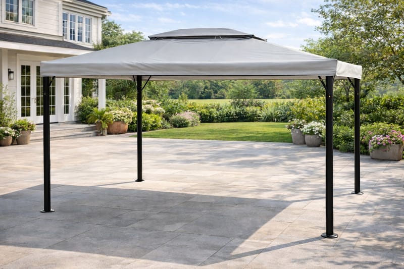 Utepaviljong SUNSET Paviljong 3x4 m - grå - Utemöbler - Solskydd - Paviljong - Komplett paviljong