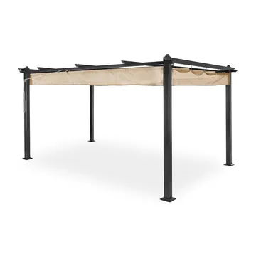 Pergola 300x400 cm | Justerbart solskydd | Mörkgrå aluminium - Mörkgrå ram och beige takduk - Utemöbler - Solskydd - Pergola