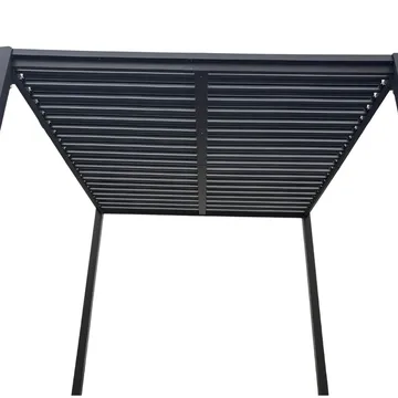 Pergola 3x3 m med lamelltak | Grå stålpergola för uteplats - Mörkgrå - Utemöbler - Solskydd - Pergola